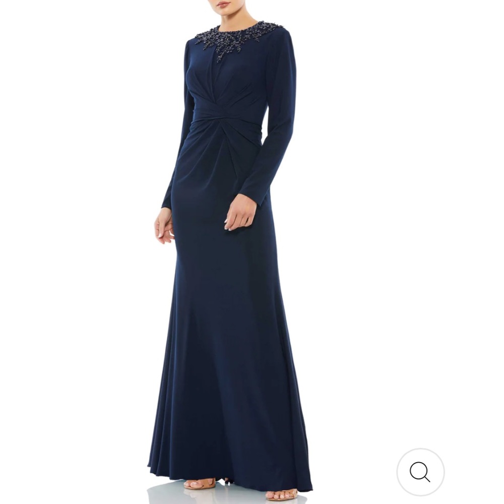 NWOT Mac Duggal embellished neck long sleeve gown
